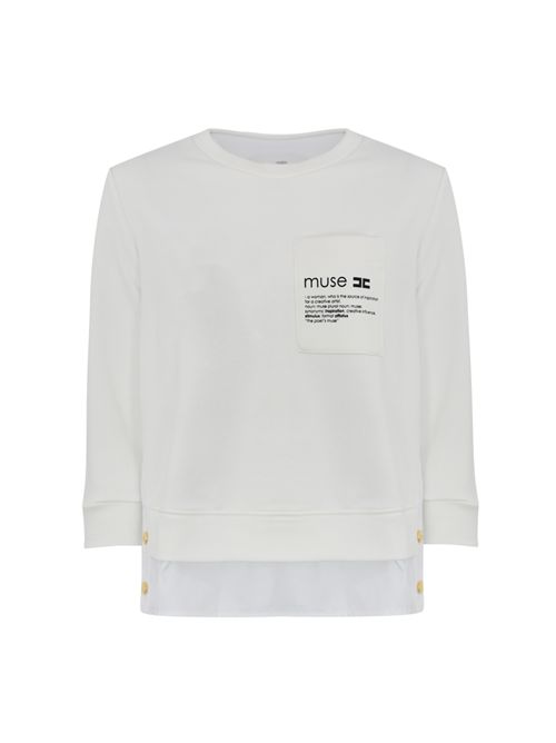 Maglia in felpa con taschino e stampa Avorio Elisabetta Franchi | MD00656E2360